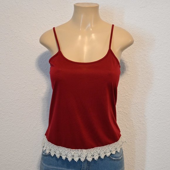 Full Tilt Tops - 🦋 Essentials by Full Tilt XS Maroon Lace Tank Top